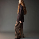 Wool Blend Drawstring Pants - Olive Brown