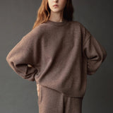 Oversized Crew Neck Sweater - Dark Beige