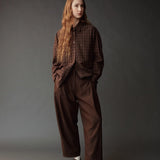 Oversized Plaid Shirt - Brown Plaid