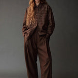 Oversized Plaid Shirt - Brown Plaid