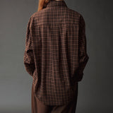 Oversized Plaid Shirt - Brown Plaid