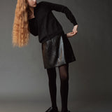 Faux Leather Mini Skirt - Black