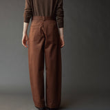 Cotton Barrel Leg Pants - Brown