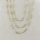Paperclip & Straw Chain Necklace - Gold