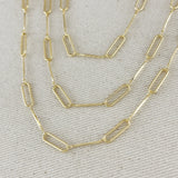 Paperclip & Straw Chain Necklace - Gold