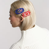 Polly Crochet Hair Clip - Red / White Floral