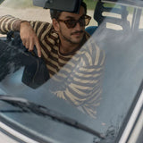 Textured Stripe Tee Shirt - Brown