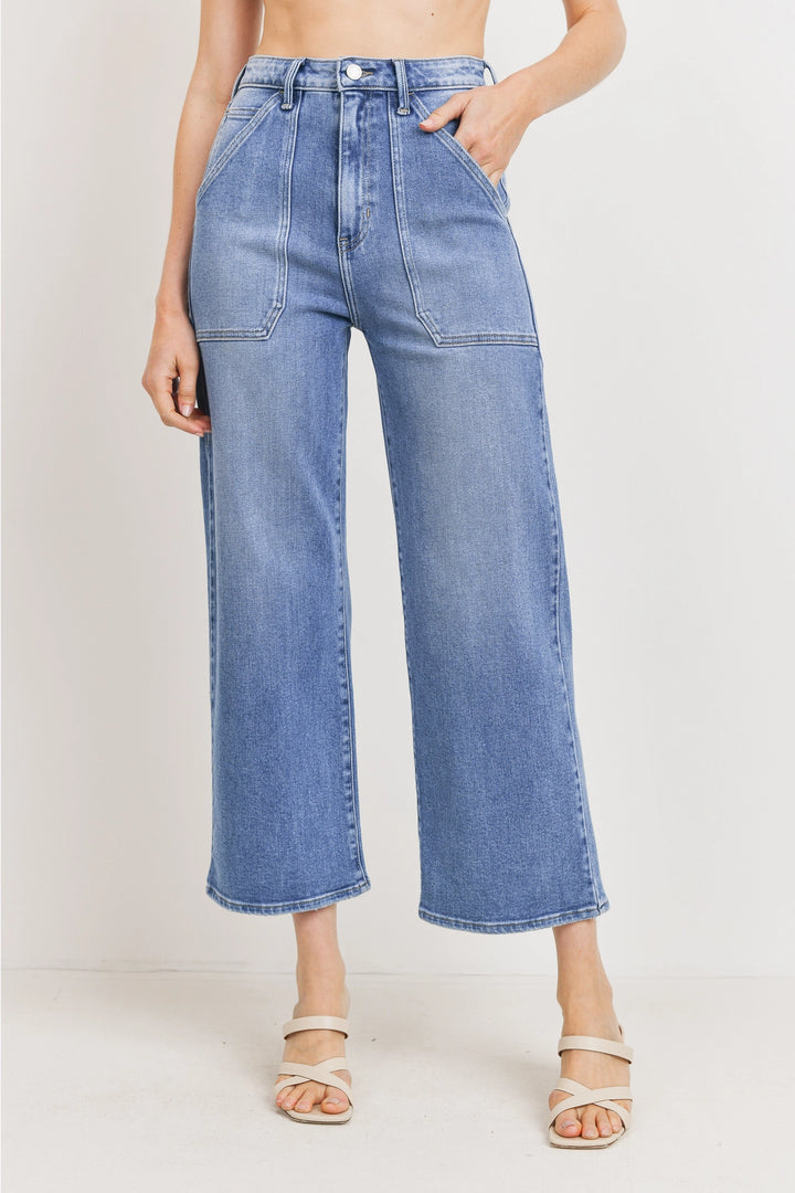 HR Cargo Pocket Wide Leg - Medium Denim