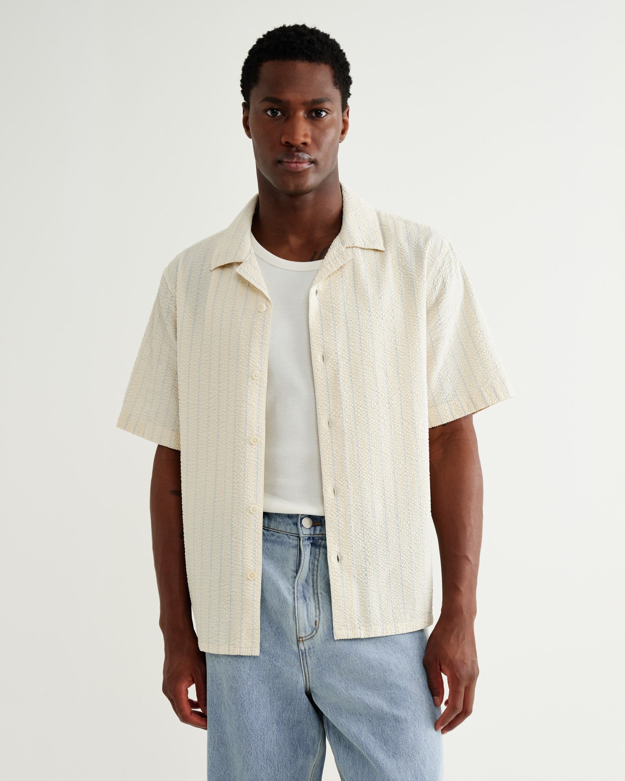 Didcot SS Shirt - Ecru / Blue