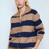 Blair Stripe Cardigan - Navy Mocha