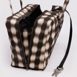 Medium Nylon Bowler Bag - Blurred Gingham Brown