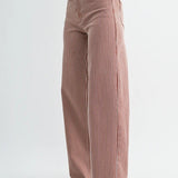 Relaxed Wide Leg Jeans - Brown Stripe