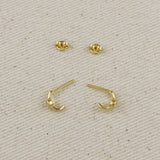 Solitaire Bezel CZ Hoops - Gold