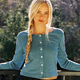 Organic Rib Cardigan - Blue