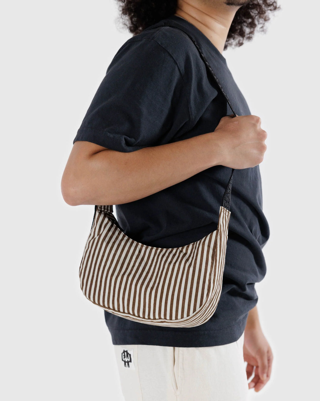 Small Nylon Crescent Bag - Brown Stripe