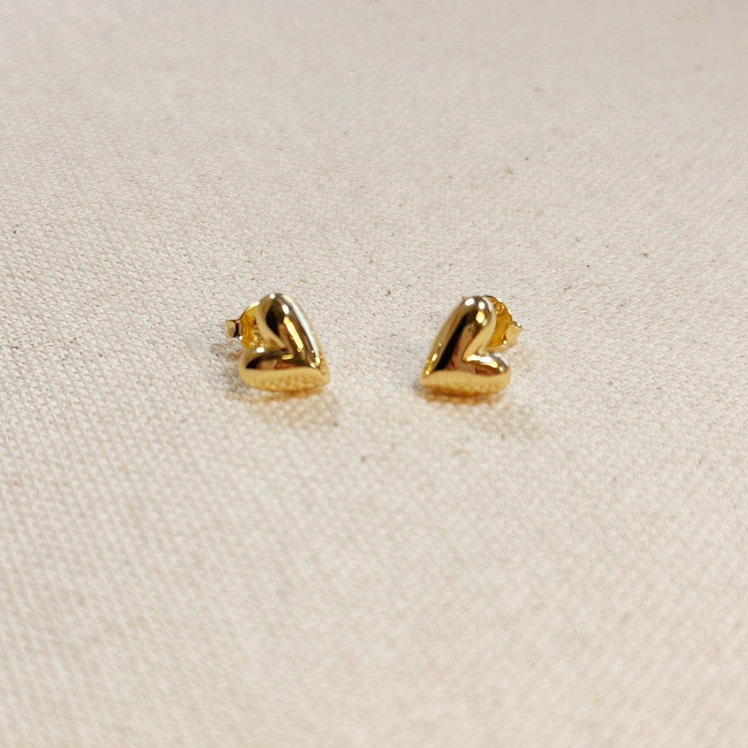 Mini Uneven Heart Studs - Gold