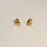 Mini Uneven Heart Stud Earrings - Gold