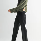 High Rise Utility Wide Leg Jeans - Black