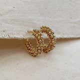 Beaded Cluster Hoops - Gold