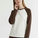 Retro Raglan Long Sleeve - Ivory / Brown