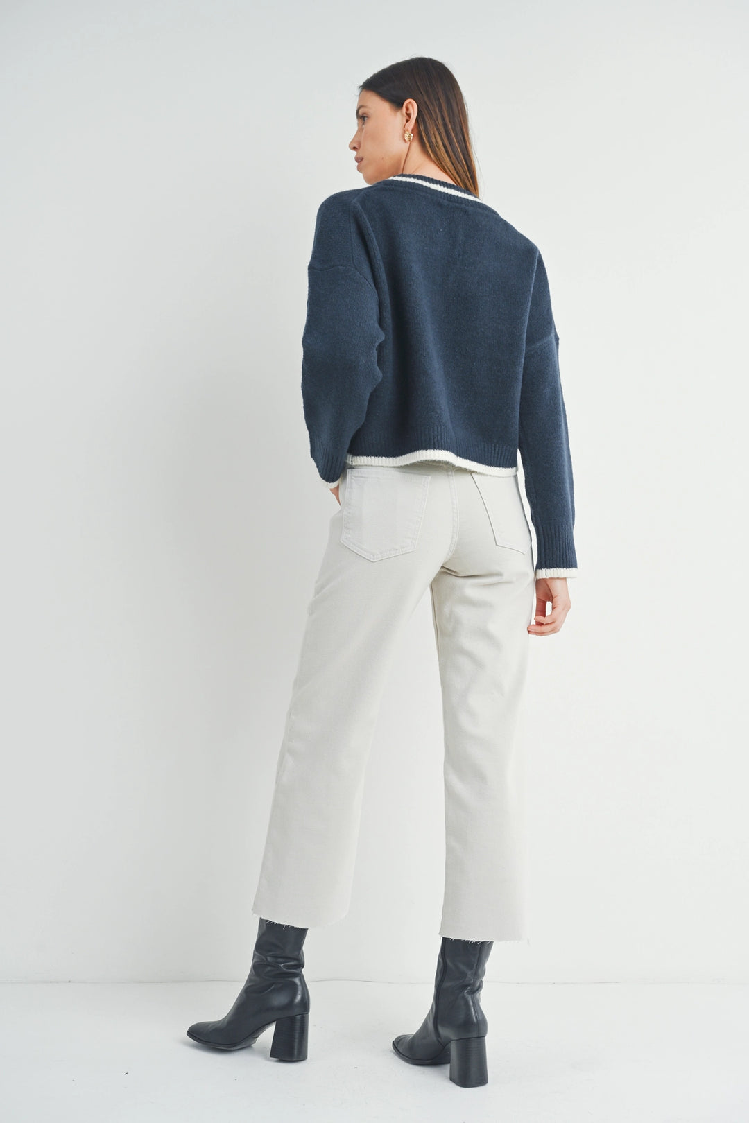 High Rise Utility Wide Leg Jeans - Sea Salt