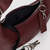 Small Recycled Leather Crescent Bag - Mahogany