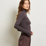 Hayden Rib Turtle Neck - Cocoa