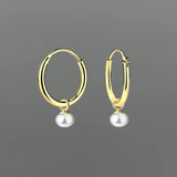 Baby Freshwater Pearl Drop Hoops - Gold