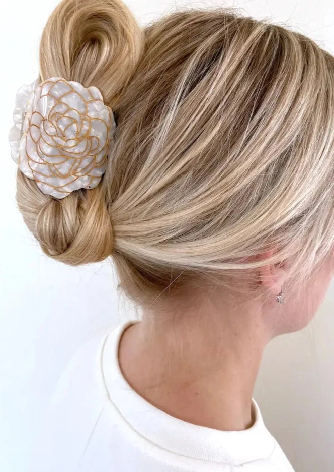 Camellia Hair Clip - White