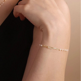 Paperclip + Pearl Bracelet - Gold