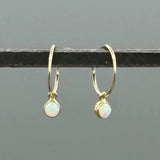 Opal Bezel Hoops - Gold