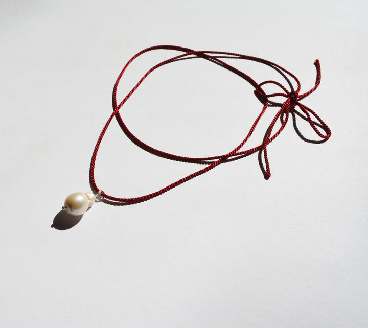 Rope Pearl Necklace - Dark Cherry