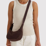 Small Nylon Crescent Bag - Coffee