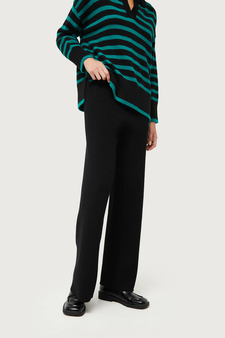 Black Knit Straight Trousers