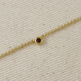 Dainty Bezel Necklace - Red