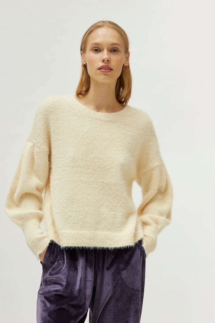 Textured Knit Sweater - White