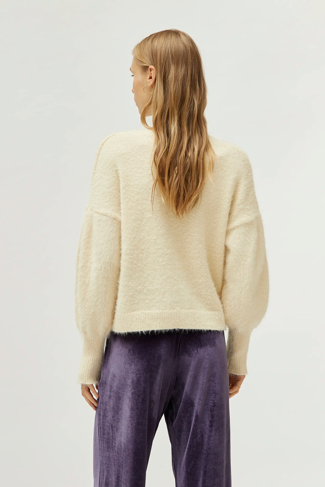 Textured Knit Sweater - White