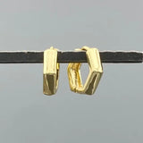 Bold Hexagon Clicker Hoops - Gold