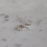 Mini Pearl Hoops - Silver