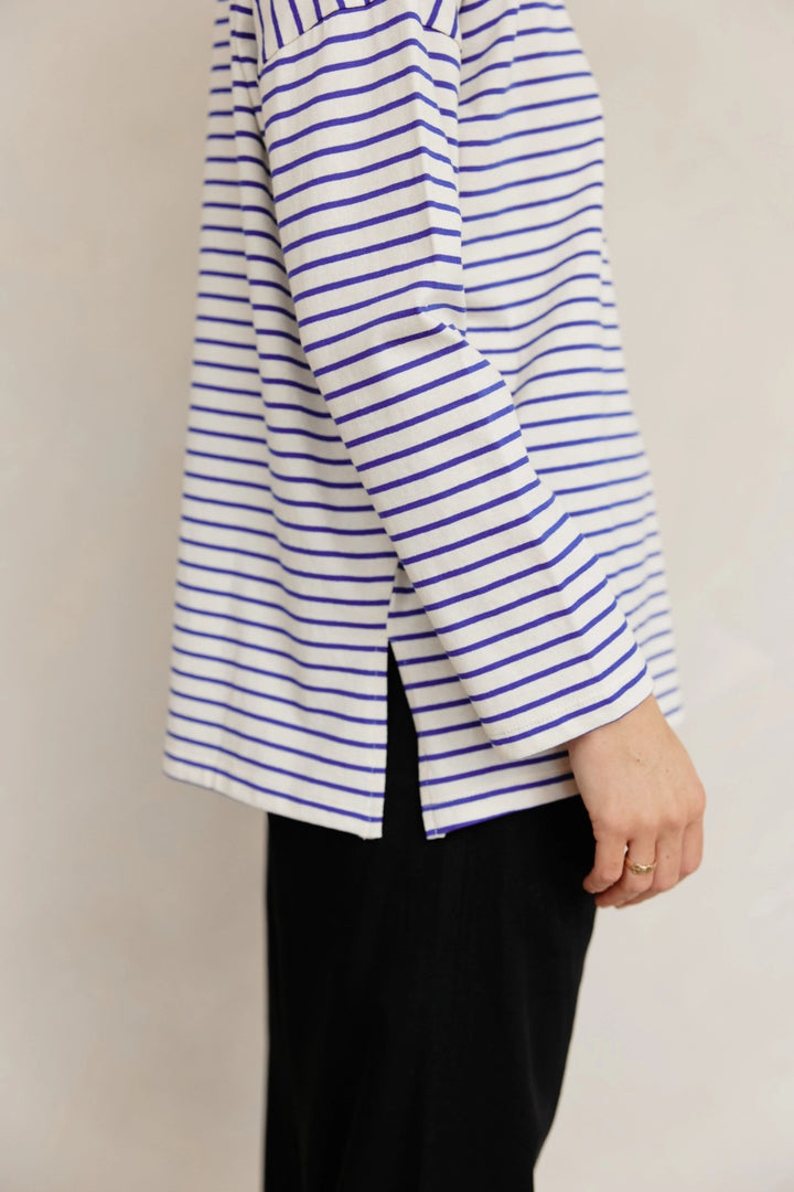 Tate Top - Cream / Blue