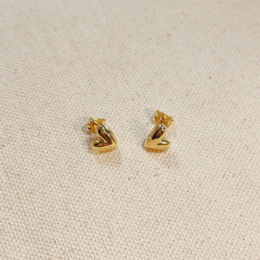 Mini Uneven Heart Studs - Gold