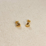 Mini Uneven Heart Stud Earrings - Gold