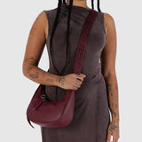 Small Recycled Leather Crescent Bag - Mahogany