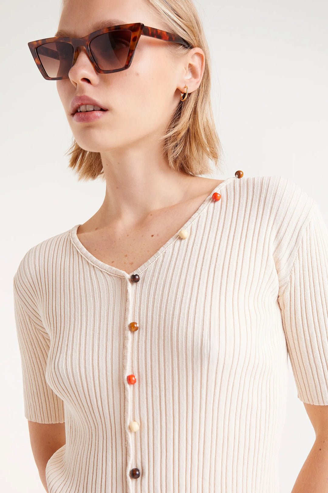 Ribbed Cardi - Beige