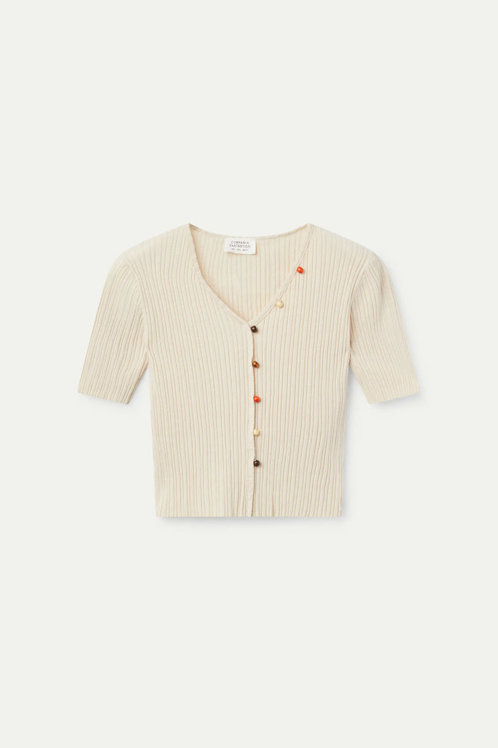 Ribbed Cardi - Beige