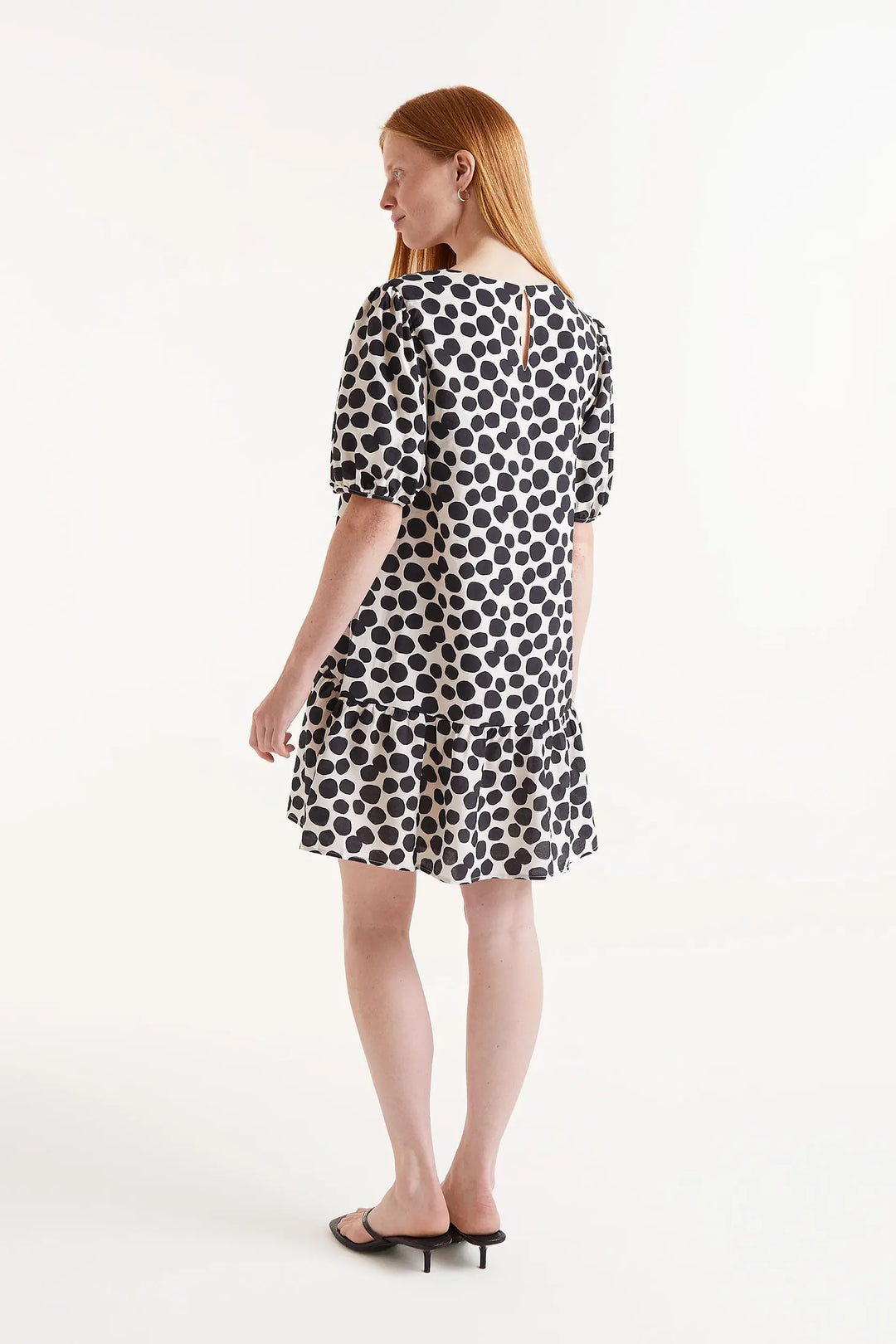 Abstract Polkadot Dress - Cream / Black