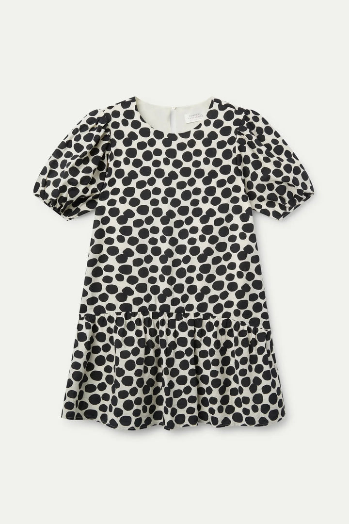 Abstract Polkadot Dress - Cream / Black