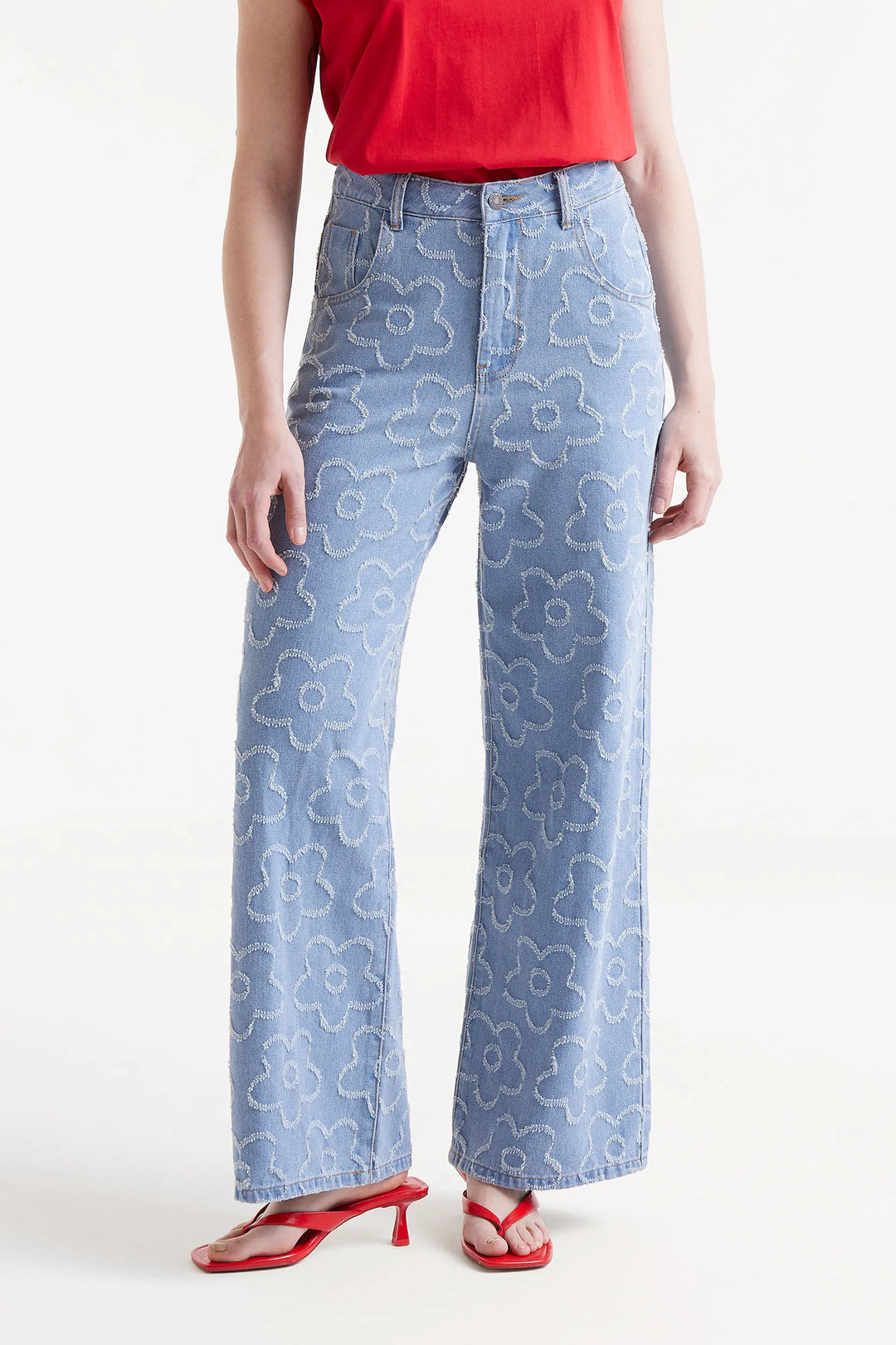 Floral Pants - Blue / Cream