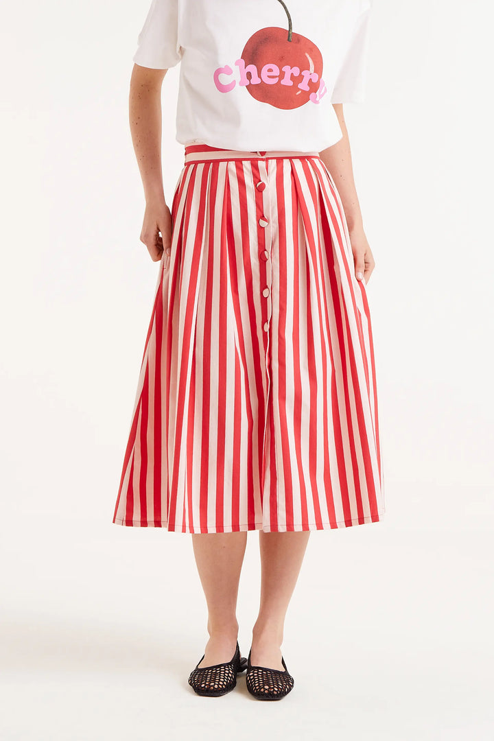 Midi Skirt - Red Stripe