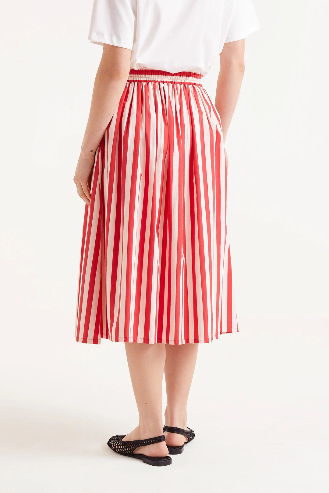 Midi Skirt - Red Stripe